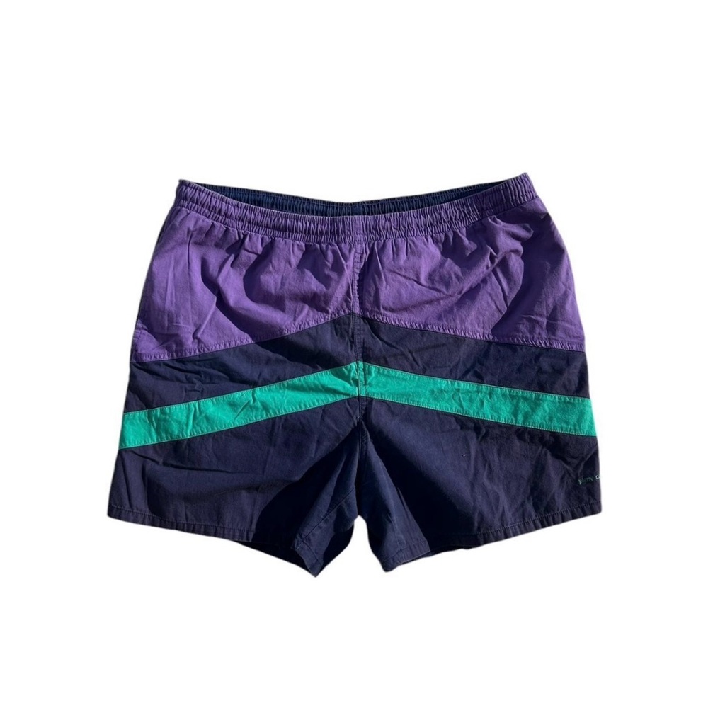 Men's 80s Vintage Purple and Green Swim Shorts